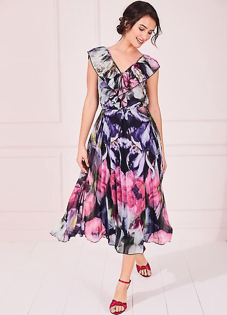 iris floral midi dress